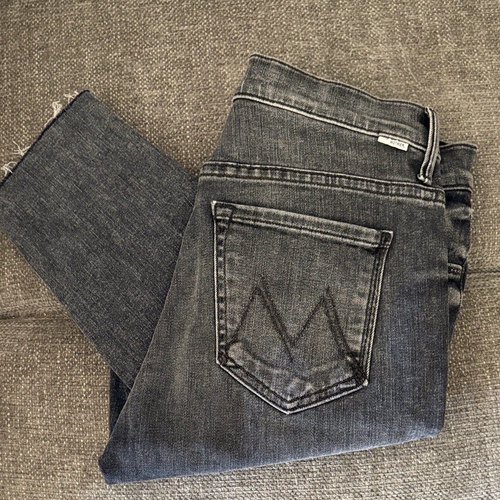 MOTHER The Stunner Ankle Fray Women's Skinny Jeans in Dark Gray